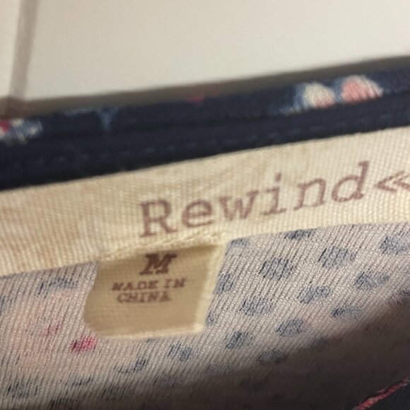 Rewind Women's Size M Floral Fit & Flare Dress Navy Wedding Festival Party - Picture 9 of 12